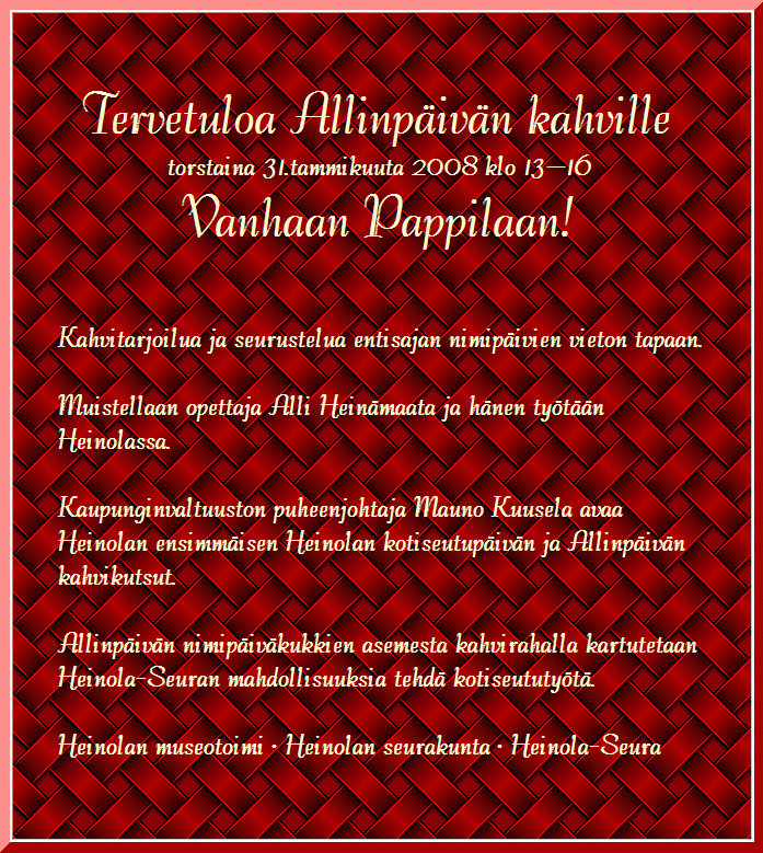 Tervetuloa allinp&auml;iv&auml;n kahville!