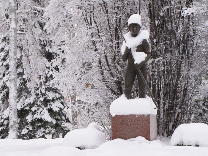 Kuukauden kuva: Tukinuittaja lumessa